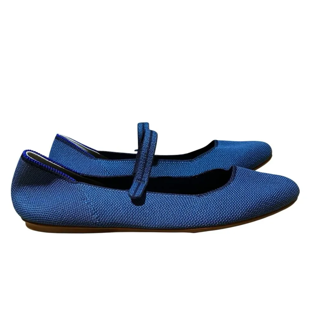 Rothy’s Blue Square Toe Mary Jane Ballet Flats Womens 8‎ Clean Girl